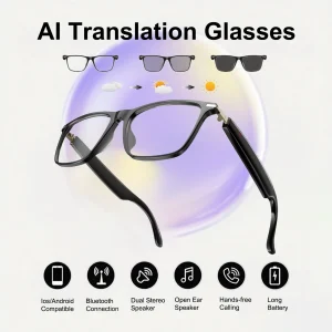 AI Translation Smart Glasses with photochromic lenses, support 160+ languages real-time translation