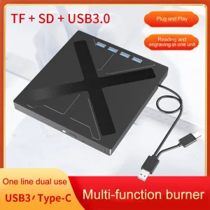 External CD/DVD/VCD Drive USB3.0 Type-C 2 in 1 CD Burner Player for MacBook Laptop PC